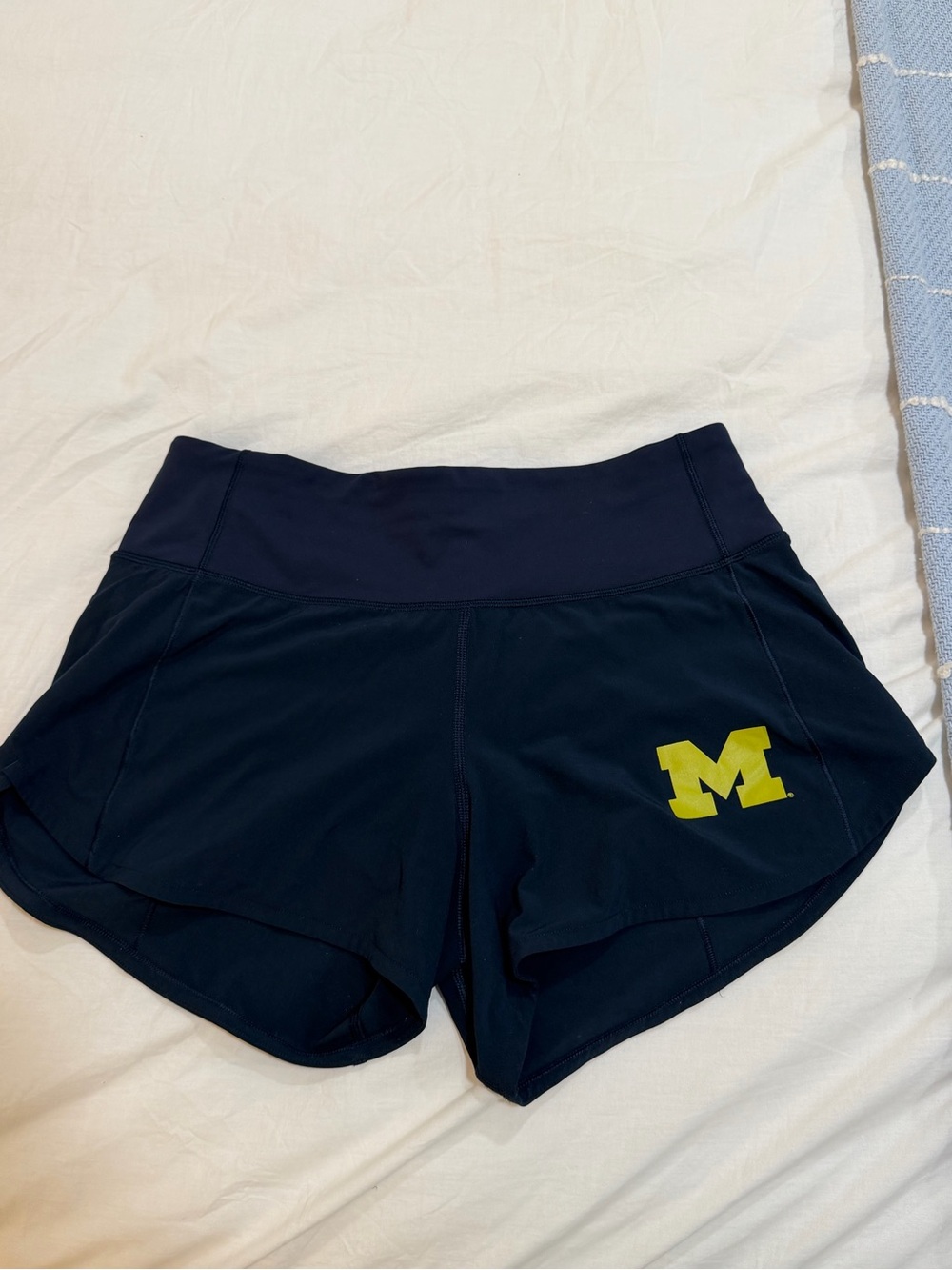 lululemon athletica Navy Athletic Shorts with Yellow Logo